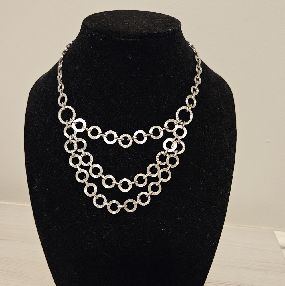 Loft Silver-Toned Multi-Layer Necklace with Sparkle!